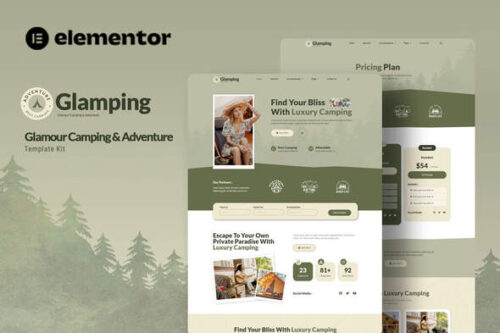 best glamping elementor template for instant download