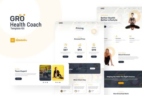 best health coaching Elementor template kit download