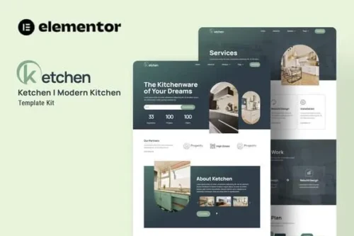 best kitchen Elementor template kit instant download