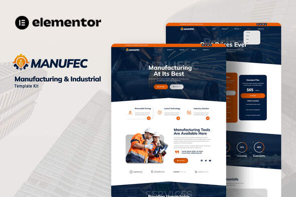 Manufec - Manufacturing & Industrial Elementor Template Kit best manufacturing Elementor template kit instant download