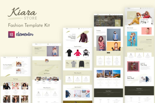 best Kiara fashion Elementor template kit for boutique websites download