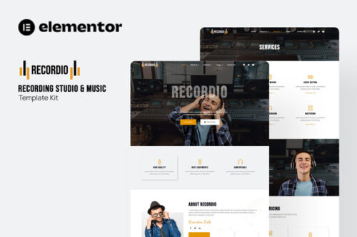 best recording studio Elementor template kit download