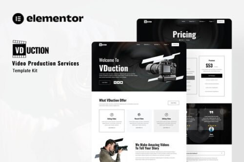 VDuction Elementor template for video production websites