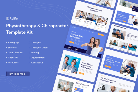 Relife | Physiotherapy & Chiropractor Elementor Template Kit best Relife Elementor template for healthcare clinic download