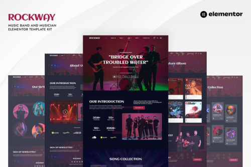 best Rockway music band Elementor template instant download