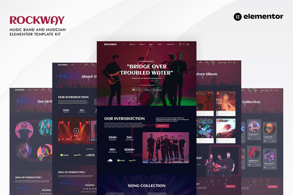 Rockway - Music Band & Musician Elementor Template Kit best Rockway music band Elementor template instant download
