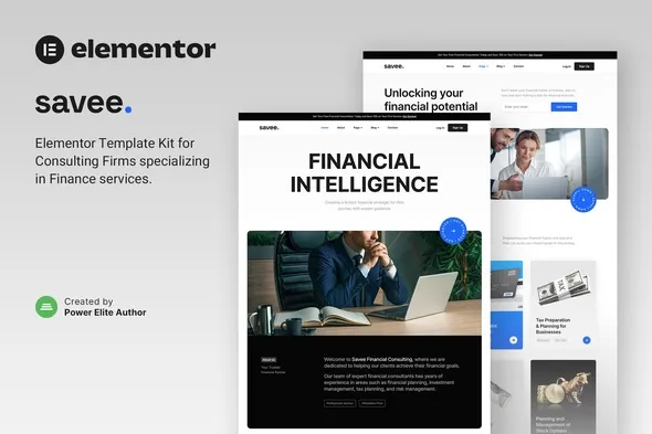 Savee – Financial Consulting Elementor Template Kit best financial consulting Elementor template premium download