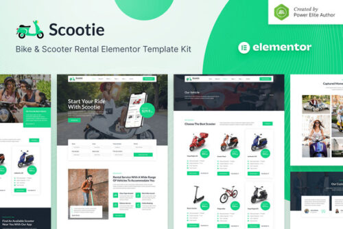 best scooter rental Elementor template kit instant download