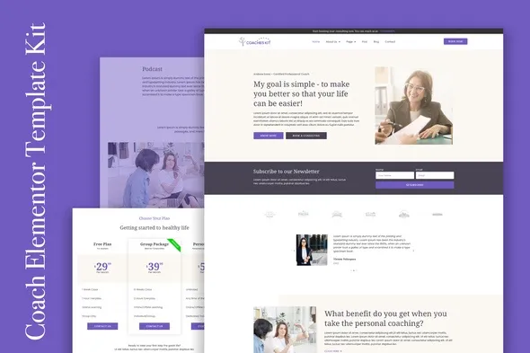 Coachkit - Life Coach Elementor Template Kit best feminine life coach Elementor template kit download