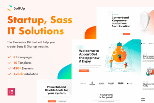 best SoftUp SaaS Elementor template download