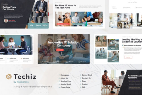 best IT solutions Elementor template kit instant download