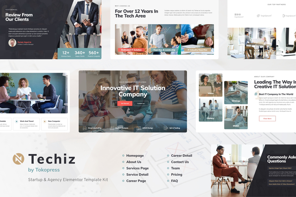 Techiz | IT Solutions & Services Company Elementor Template Kit best IT solutions Elementor template kit instant download