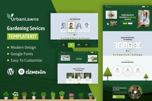 best gardening Elementor template kit instant download