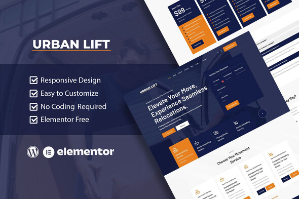 UrbanLift - Moving Company Service Elementor Template Kit best moving company elementor template download
