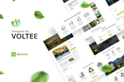 best volunteering website Elementor template instant download