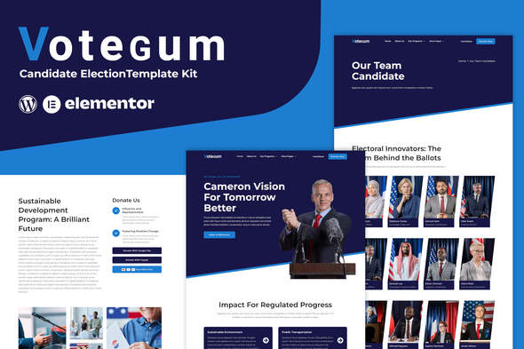 Votegum - Candidate Election Elementor Template Kit best political campaign Elementor template kit instant download