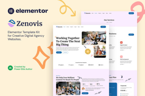 best Zenovis digital agency Elementor template for instant download