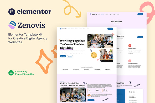 Zenovis – Creative Digital Agency Elementor Template Kit best Zenovis digital agency Elementor template for instant download