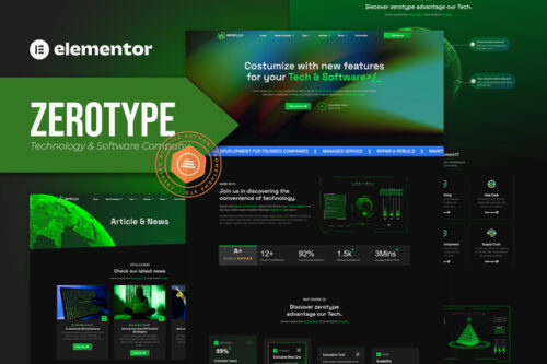best Zerotype Elementor template kit for tech companies download