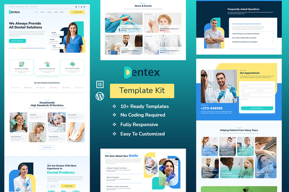DENTEX - Dentist & Dental Care Elementor Template Kit best dentist Elementor template kit instant download
