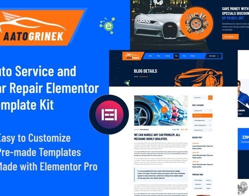 Aatogrinek - Auto Service & Car Repair Elementor Template Kit