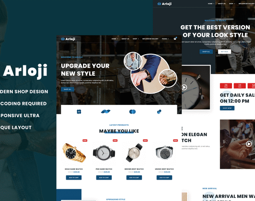 Arloji - Modern Hand Watch Shop eCommerce Elementor Template Kit