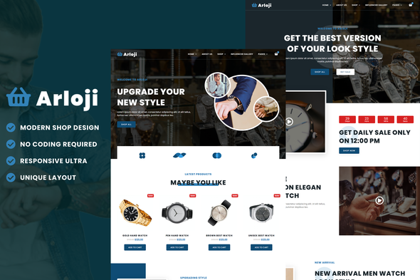 Arloji - Modern Hand Watch Shop eCommerce Elementor Template Kit Arloji - Modern Hand Watch Shop eCommerce Elementor Template Kit