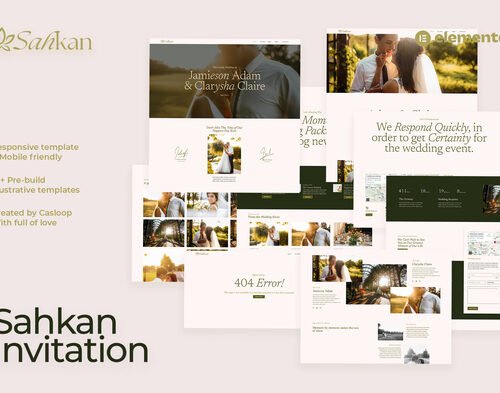 Sahkan - Wedding Invitation & Gallery Elementor Template Kit