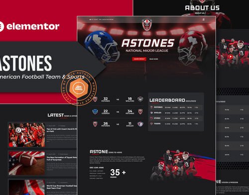 Astones - American Football Team & Sports Elementor Template Kit