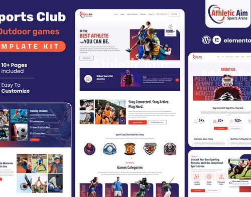 Athletic Aim – Sports Club & Outdoor Games Elementor Template Kit