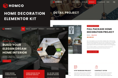 best Homco Elementor template download for interior design websites