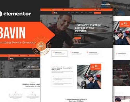 Bavin - Plumbing Service Company Elementor Template Kit