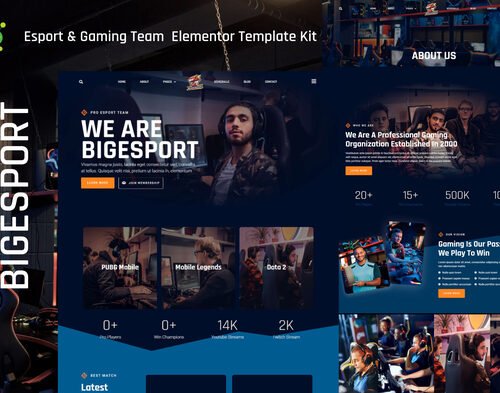 Bigesport - Esport & Gaming Team Elementor Template Kit