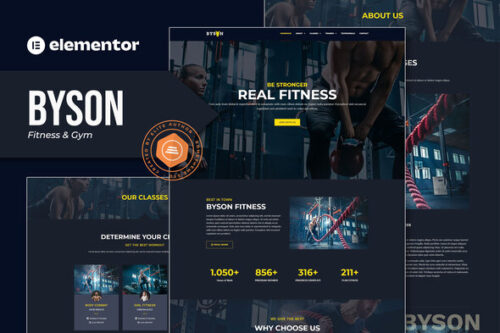 best fitness gym Elementor template kit instant download