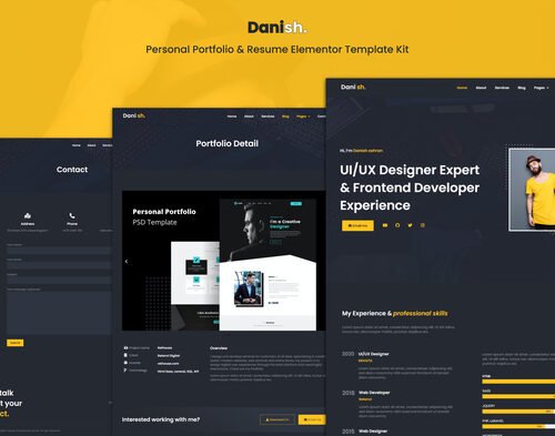Danish - Personal Portfolio & Resume Elementor Template Kit