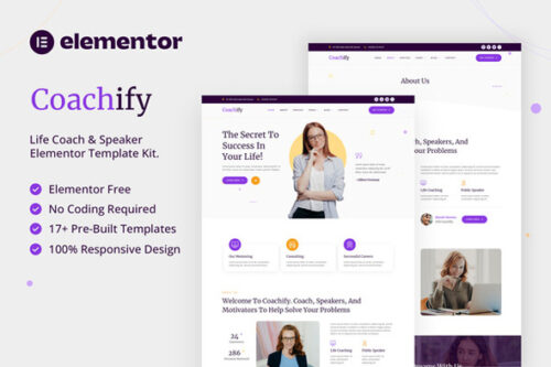 best life coach Elementor template kit instant download