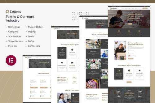 best Cottone textile garment industry Elementor template download
