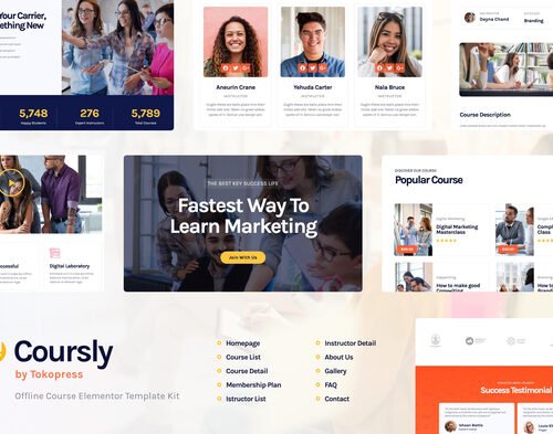 Coursly | Education & Offline Course Elementor Template Kit
