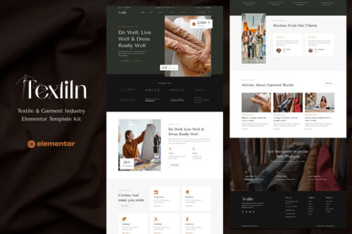 best textile Elementor template kit instant download