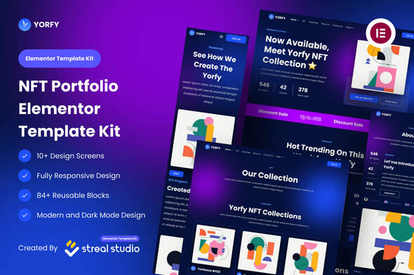 Yorfy - NFT Project Elementor Template Kit best NFT website template kit for Elementor download