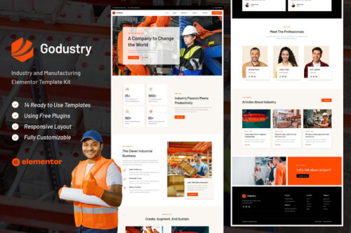best industrial Elementor template kit instant download