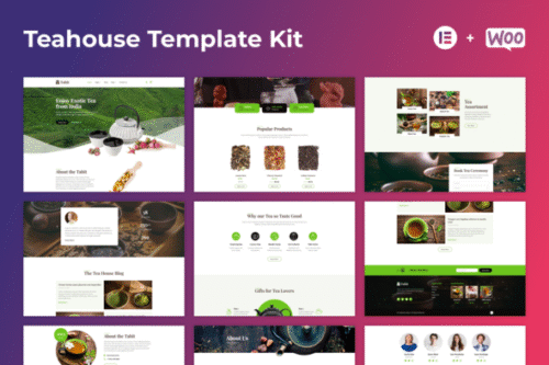 best tea store Elementor template download kit