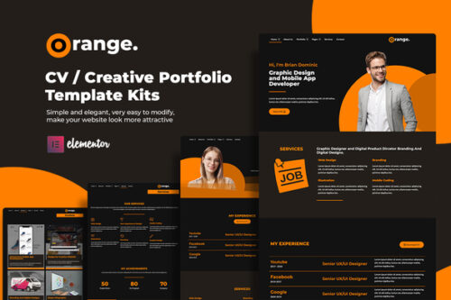best orange Elementor portfolio template download