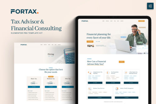best tax advisor Elementor template kit for financial consultants