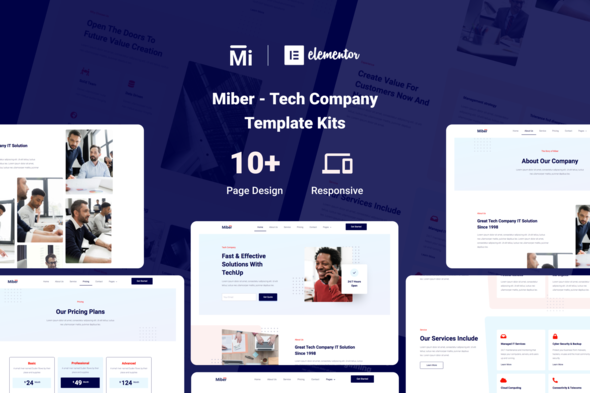 Miber - Tech Company Elementor Template Kit best Miber tech company Elementor template kit instant download