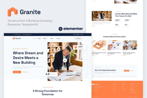 best construction website template Elementor kit download