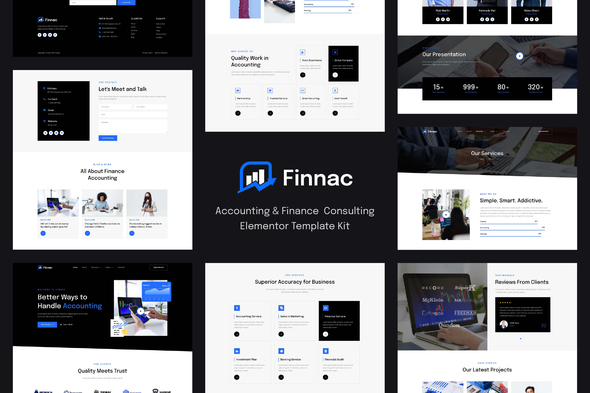 Finnac - Accounting & Finance Consulting Elementor Template Kit best finnac accounting elementor template kit download