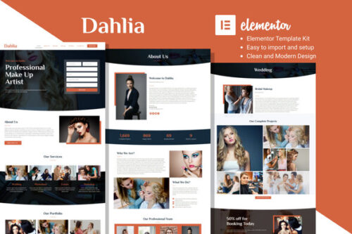 best dahlia beauty business elementor template download