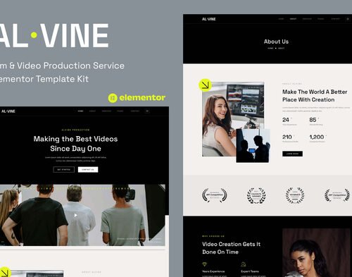Alvine - Film & Video Production Service Elementor Template Kit
