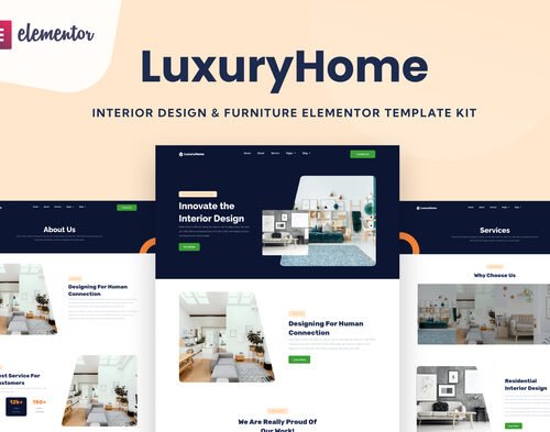 LuxuryHome - Interior Design & Furniture Elementor Template Kit